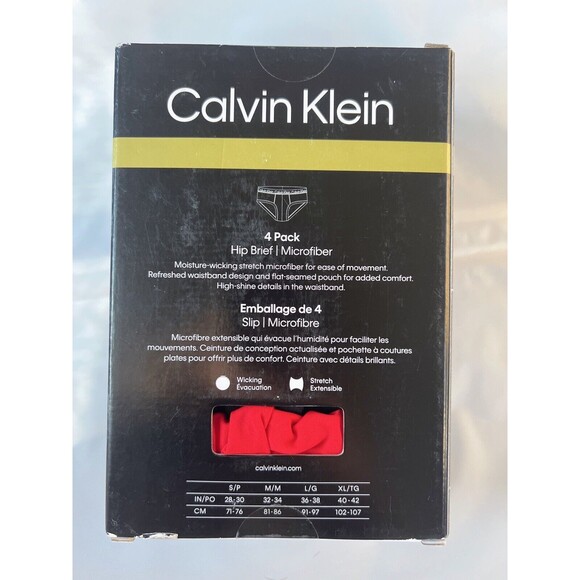 CALVIN KLEIN MICROFIBER 4-PACK HIP BRIEFS MEN SIZE XL $49.50 NWT - Picture 2 of 4